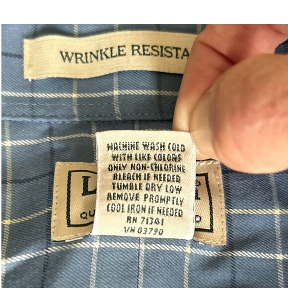 LL Bean Men's Blue Plaid Long Sleeve Button Down Wrinkle Resistant - XL Tall - Picture 7 of 7